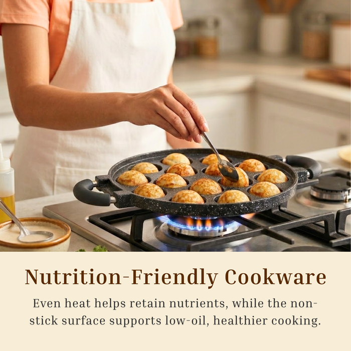 Hard Rock Die Cast Non Stick (Triumph series) Round Appe / Muffin Pan with Glass Lid 15 Cavity,  Induction Base