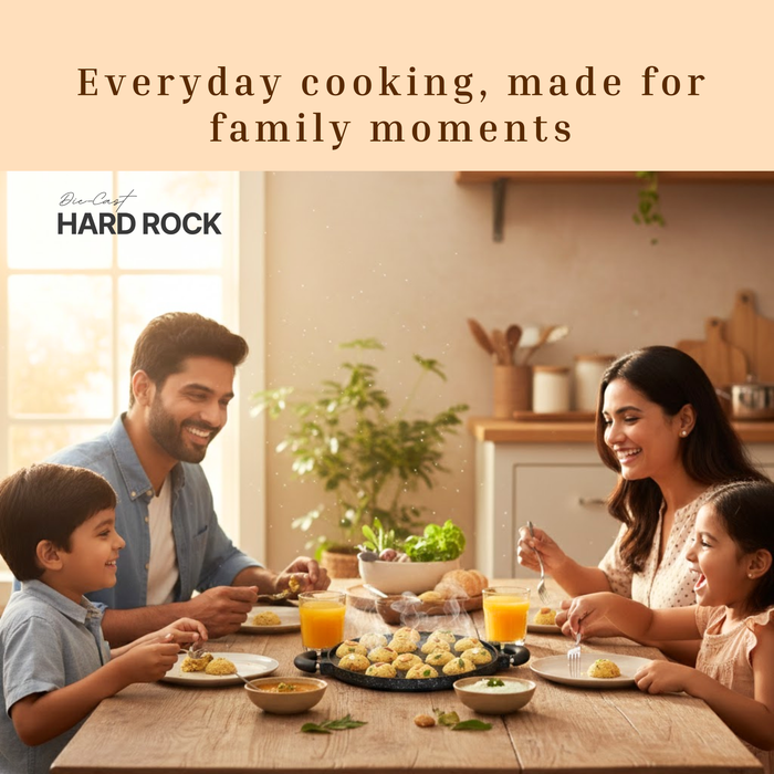 Hard Rock Die Cast Non Stick (Triumph series) Round Appe / Muffin Pan with Glass Lid 15 Cavity,  Induction Base