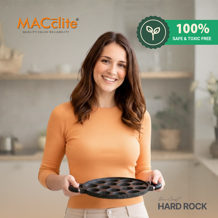 Hard Rock Die Cast Non Stick (Triumph series) Round Appe / Muffin Pan with Glass Lid 15 Cavity,  Induction Base