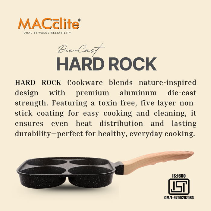 Hard Rock Die Cast Non-Stick IB Triumph Breakfast Cutlet Pan Tawa 4 Cavity