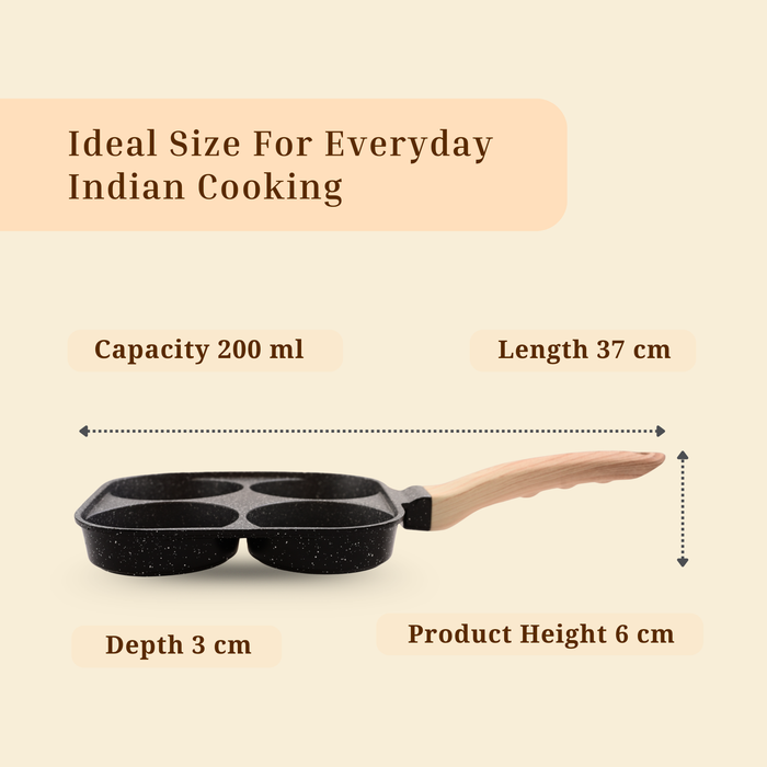 Hard Rock Die Cast Non-Stick IB Triumph Breakfast Cutlet Pan Tawa 4 Cavity