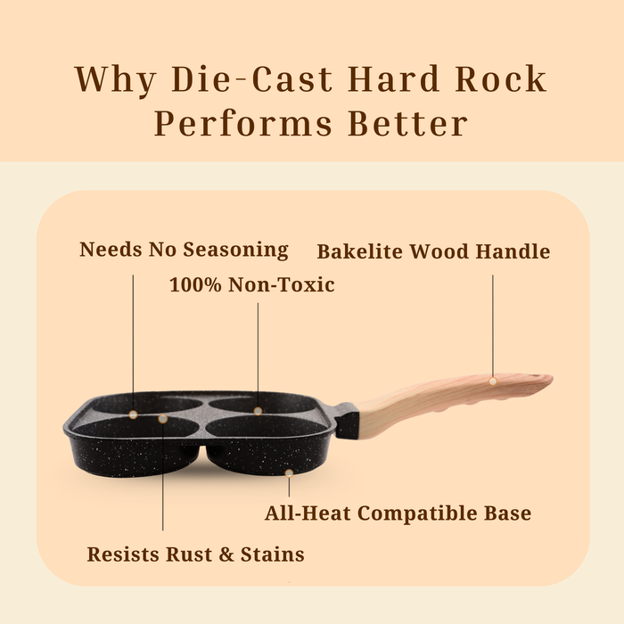 Hard Rock Die Cast Non-Stick IB Triumph Breakfast Cutlet Pan Tawa 4 Cavity