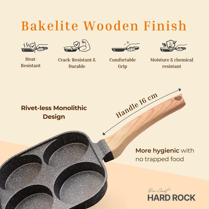 Hard Rock Die Cast Non-Stick IB Triumph Breakfast Cutlet Pan Tawa 4 Cavity