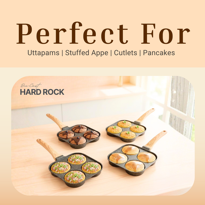 Hard Rock Die Cast Non-Stick IB Triumph Breakfast Cutlet Pan Tawa 4 Cavity