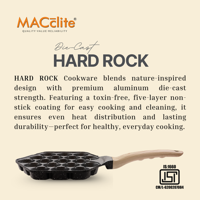 Hard Rock Die Cast Non Stick  (Triumph series) Hexa Appe/Muffin Pan 18 cavity, Induction Base