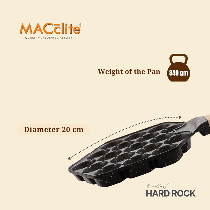 Hard Rock Die Cast Non Stick  (Triumph series) Hexa Appe/Muffin Pan 18 cavity, Induction Base