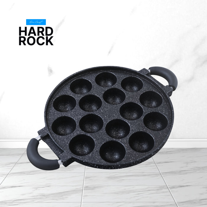 Hard Rock Die Cast Non Stick (Triumph series) Round Appe / Muffin Pan with Glass Lid 15 Cavity,  Induction Base