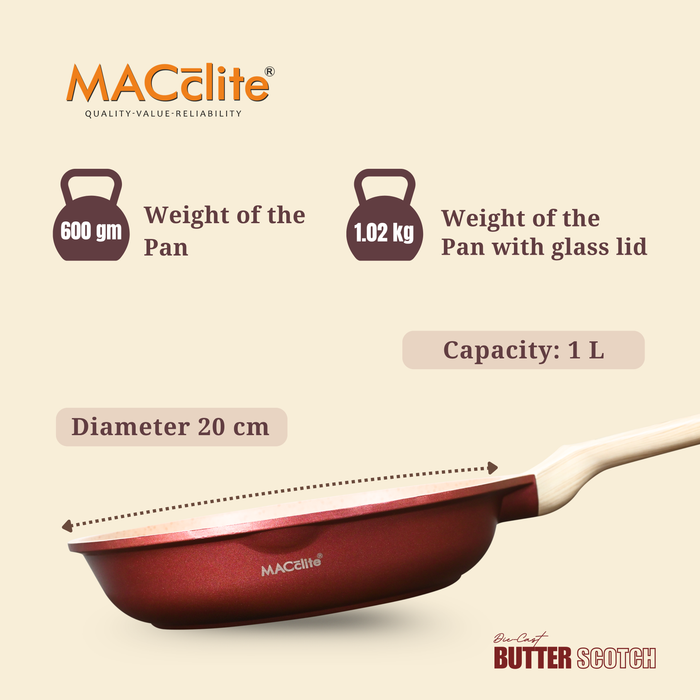 Butter Scotch Die Cast Non Stick Triumph Frying Pan with galss lid,  Induction Base