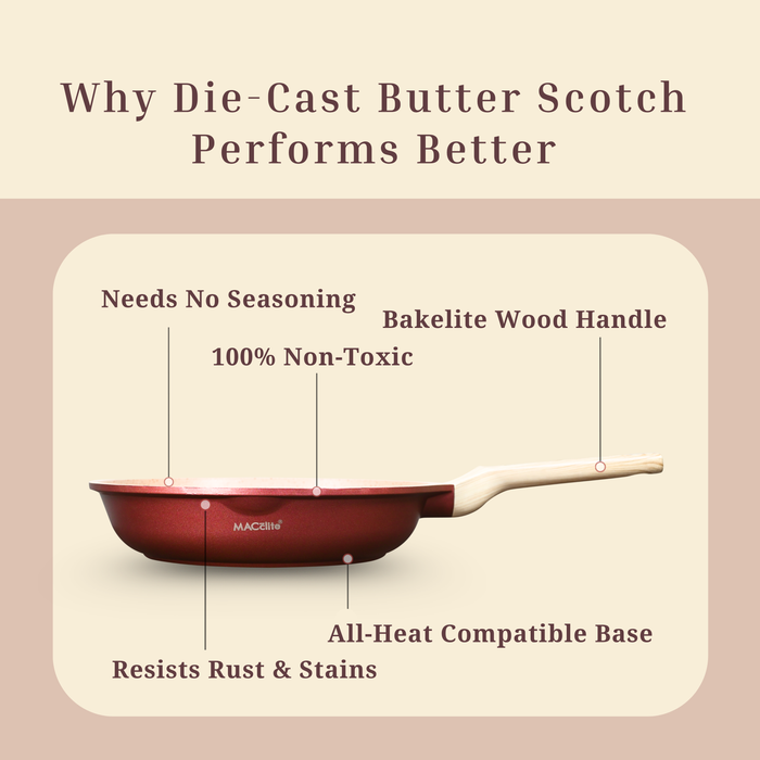 Butter Scotch Die Cast Non Stick Triumph Frying Pan with galss lid,  Induction Base
