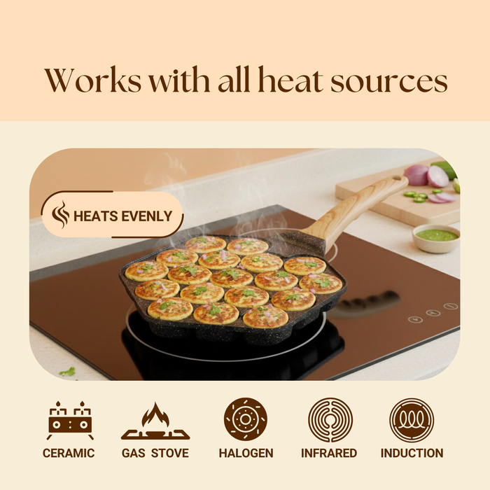Hard Rock Die Cast Non Stick  (Triumph series) Hexa Appe/Muffin Pan 18 cavity, Induction Base