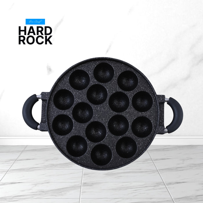 Hard Rock Die Cast Non Stick (Triumph series) Round Appe / Muffin Pan with Glass Lid 15 Cavity,  Induction Base