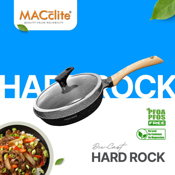 Hard Rock Die Cast Non Stick Fry Pan With Glass Lid 20cm Dia, Induction Base