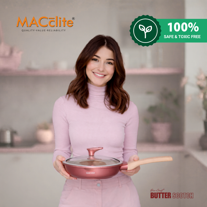 Butter Scotch Die Cast Non Stick Triumph Frying Pan with galss lid,  Induction Base