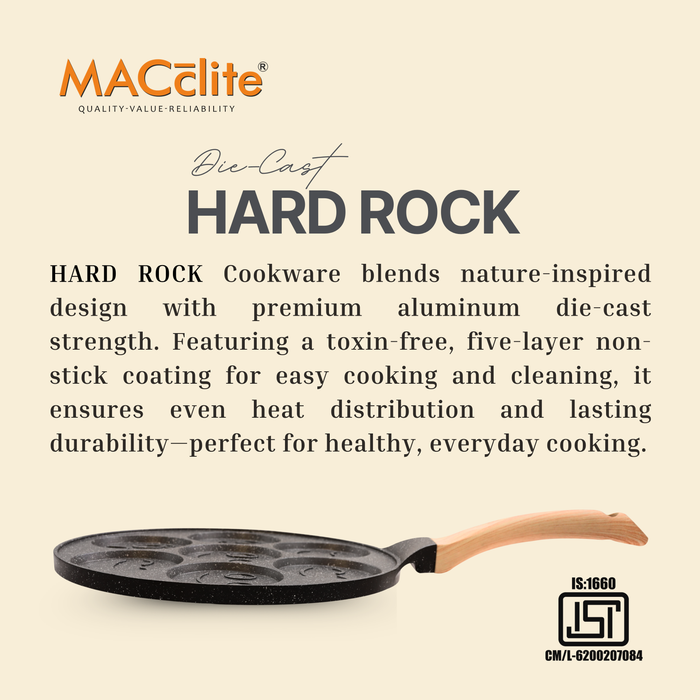 Hard Rock Die Cast Non Stick  (Triumph series) Smiley Tawa 7 cavity, Induction Base