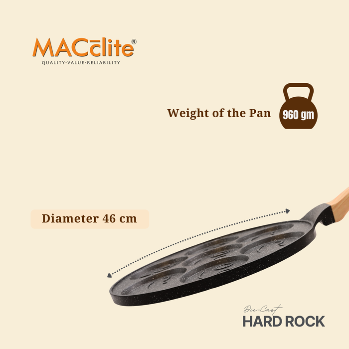 Hard Rock Die Cast Non Stick  (Triumph series) Smiley Tawa 7 cavity, Induction Base