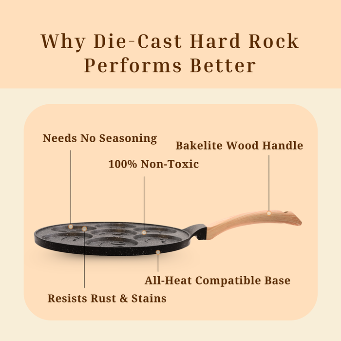 Hard Rock Die Cast Non Stick  (Triumph series) Smiley Tawa 7 cavity, Induction Base