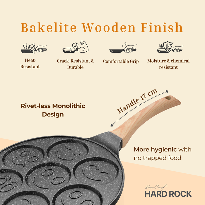 Hard Rock Die Cast Non Stick  (Triumph series) Smiley Tawa 7 cavity, Induction Base