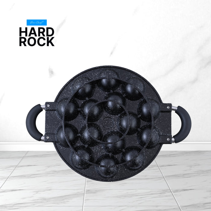 Hard Rock Die Cast Non Stick (Triumph series) Round Appe / Muffin Pan with Glass Lid 15 Cavity,  Induction Base