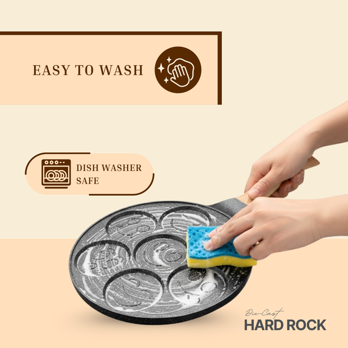 Hard Rock Die Cast Non Stick  (Triumph series) Smiley Tawa 7 cavity, Induction Base