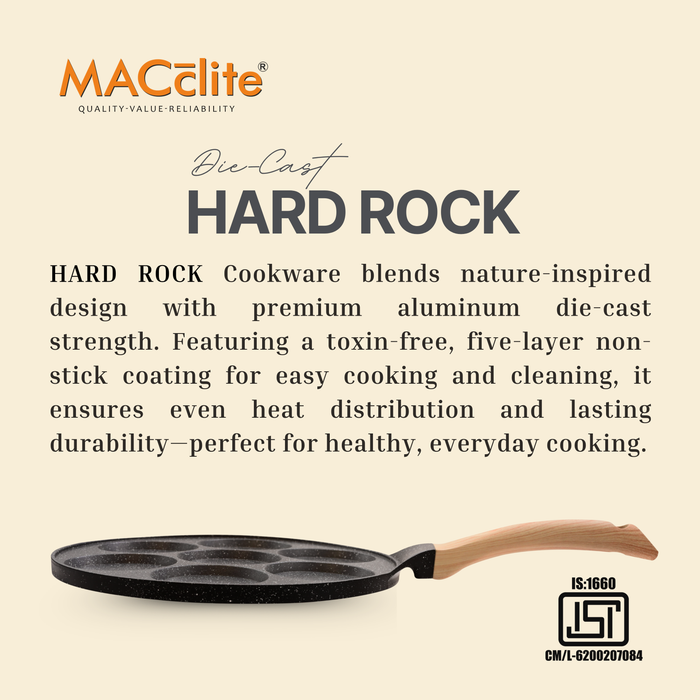 Hard Rock Die Cast Non-Stick IB Triumph Plain Tikki/Cake Pan/Mini Uttappam Tawa 7 Cavity