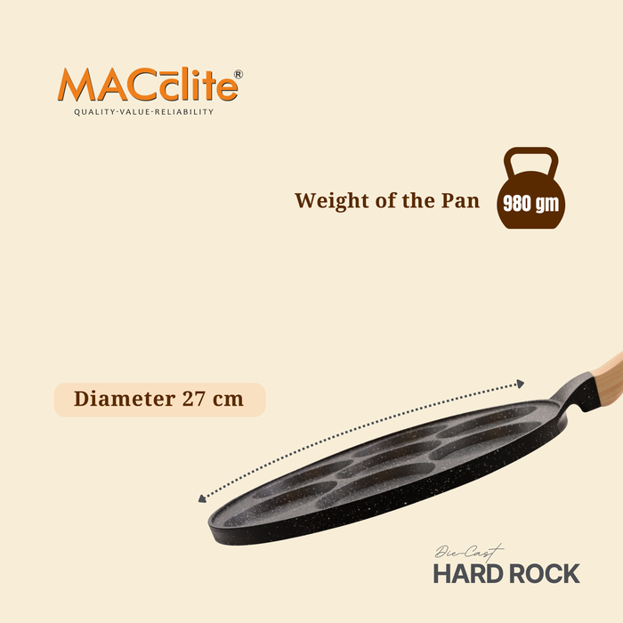 Hard Rock Die Cast Non-Stick IB Triumph Plain Tikki/Cake Pan/Mini Uttappam Tawa 7 Cavity