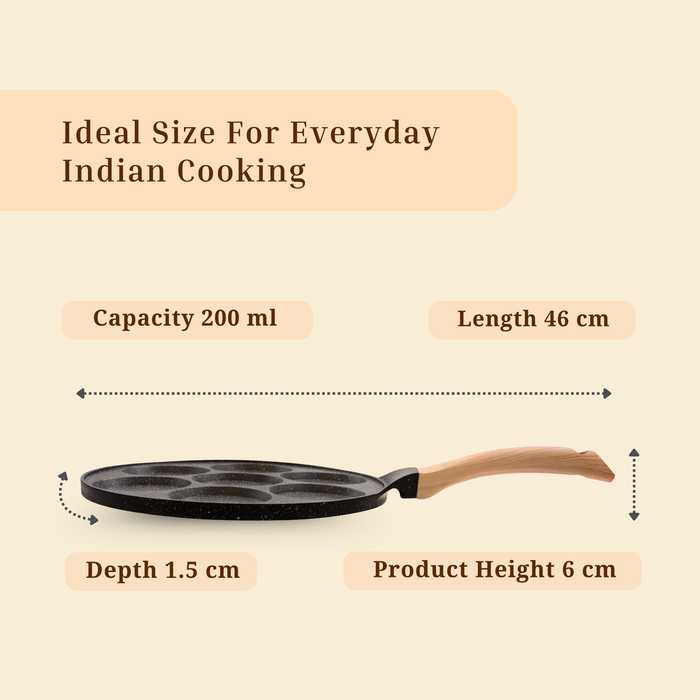 Hard Rock Die Cast Non-Stick IB Triumph Plain Tikki/Cake Pan/Mini Uttappam Tawa 7 Cavity