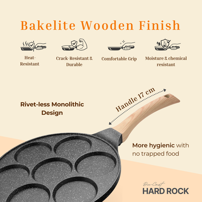 Hard Rock Die Cast Non-Stick IB Triumph Plain Tikki/Cake Pan/Mini Uttappam Tawa 7 Cavity