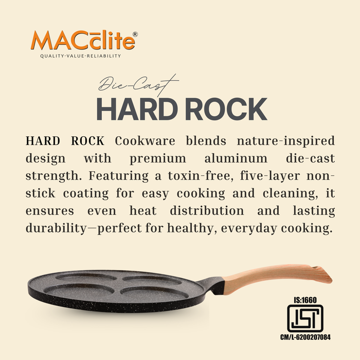 Hard Rock Die Cast Non-Stick IB Triumph Plain Tikki/Cake Pan/Mini Uttappam Tawa 4 Cavity