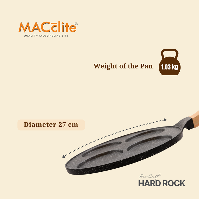 Hard Rock Die Cast Non-Stick IB Triumph Plain Tikki/Cake Pan/Mini Uttappam Tawa 4 Cavity