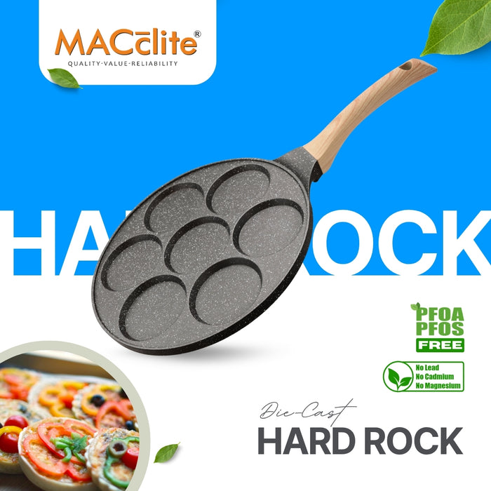 Hard Rock Die Cast Non-Stick IB Triumph Plain Tikki/Cake Pan/Mini Uttappam Tawa 7 Cavity