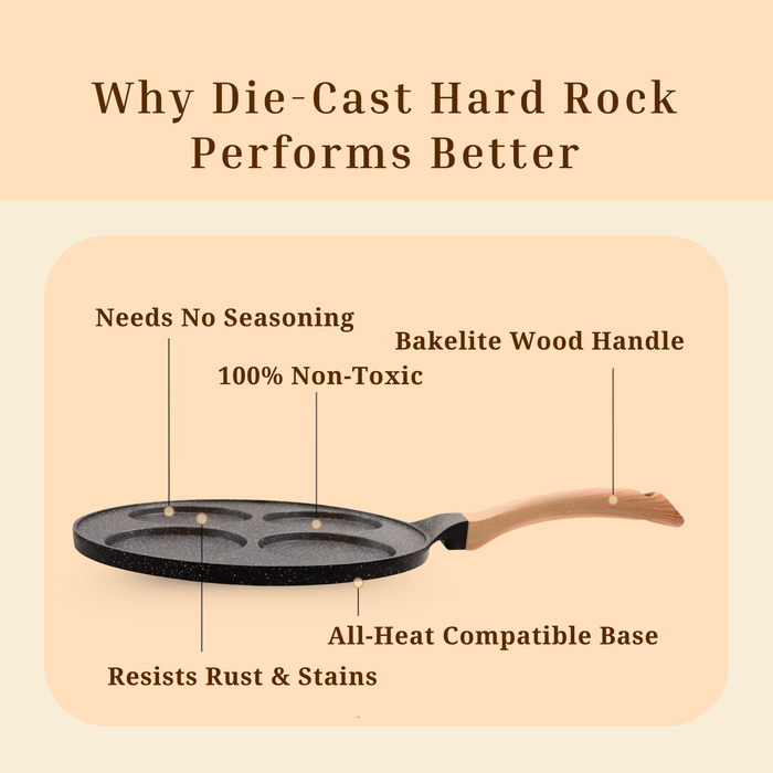 Hard Rock Die Cast Non-Stick IB Triumph Plain Tikki/Cake Pan/Mini Uttappam Tawa 4 Cavity