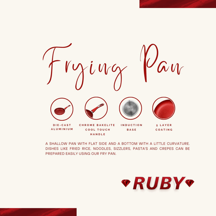 Ruby Non Stick Frying Pan, 24cm Dia, 1.8 Liters, Induction Base