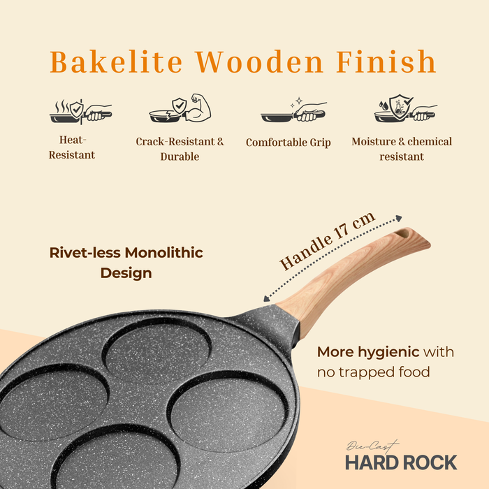 Hard Rock Die Cast Non-Stick IB Triumph Plain Tikki/Cake Pan/Mini Uttappam Tawa 4 Cavity