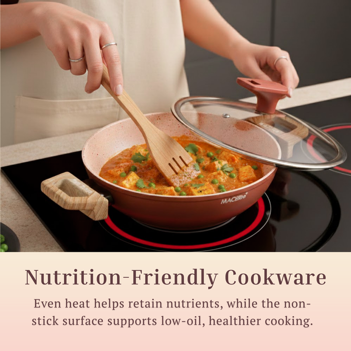 Butter Scotch Die Cast Non Stick Triumph Kadai With Glass Lid, Induction Base