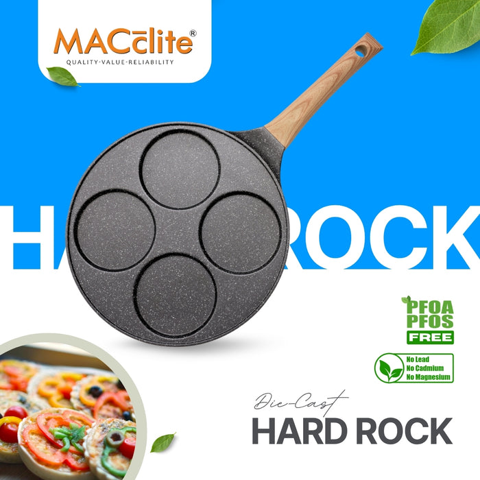 Hard Rock Die Cast Non-Stick IB Triumph Plain Tikki/Cake Pan/Mini Uttappam Tawa 4 Cavity