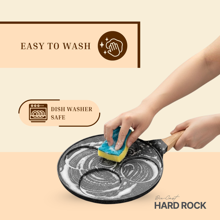 Hard Rock Die Cast Non-Stick IB Triumph Plain Tikki/Cake Pan/Mini Uttappam Tawa 4 Cavity