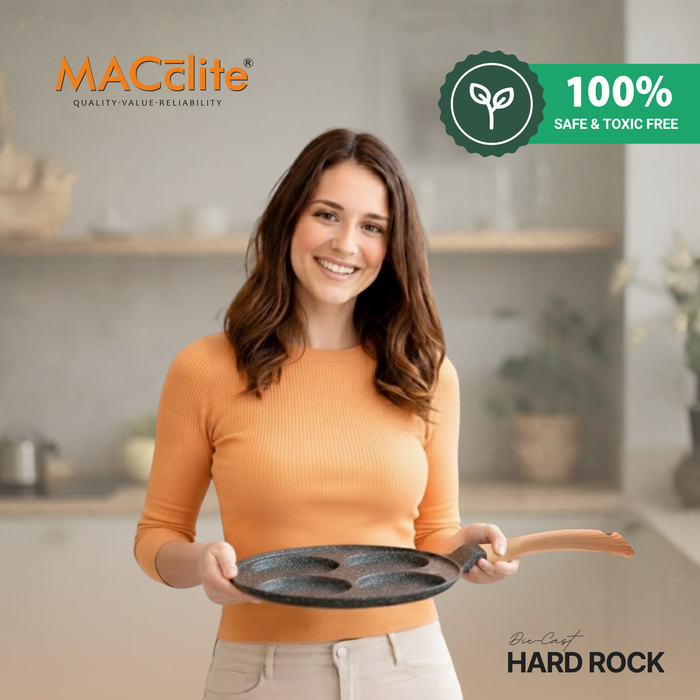 Hard Rock Die Cast Non-Stick IB Triumph Plain Tikki/Cake Pan/Mini Uttappam Tawa 4 Cavity