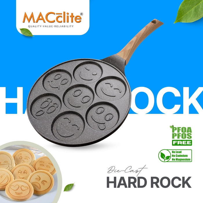 Hard Rock Die Cast Non Stick  (Triumph series) Smiley Tawa 7 cavity, Induction Base