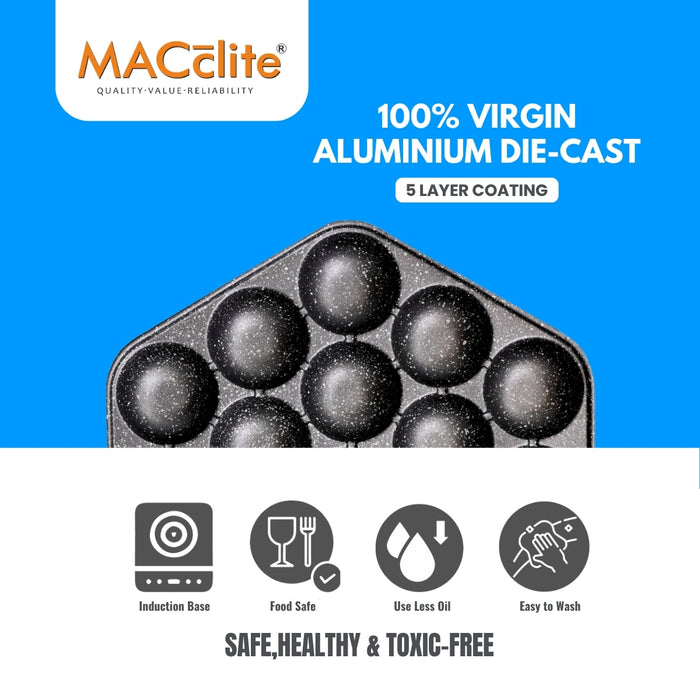 Hard Rock Die Cast Non Stick  (Triumph series) Hexa Appe/Muffin Pan 18 cavity, Induction Base