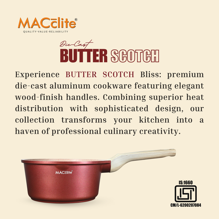 Butter Scotch Die Cast Non Stick Triumph Sauce Pan 18 cm Dia, 2 Liters.