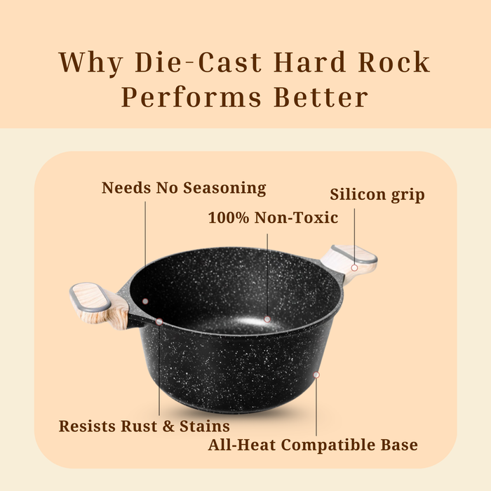 Hard Rock Die Cast Non Stick Triumph Casserole, Induction Base