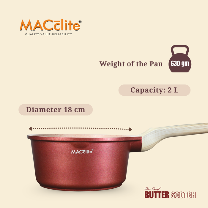 Butter Scotch Die Cast Non Stick Triumph Sauce Pan 18 cm Dia, 2 Liters.