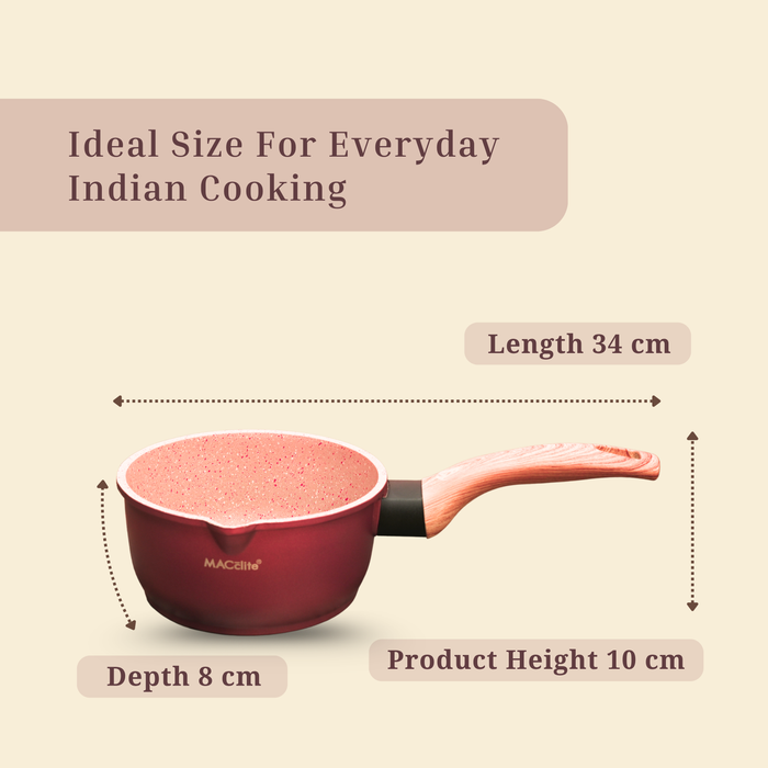 Butter Scotch Die Cast Non Stick Sauce Pan 16cm Dia, 1.4 Liters, Induction Base