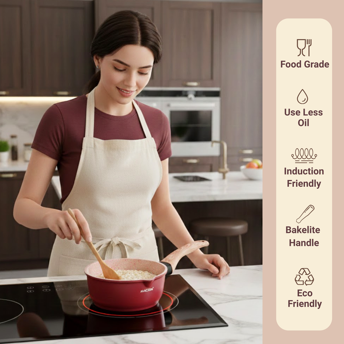 Butter Scotch Die Cast Non Stick Sauce Pan 16cm Dia, 1.4 Liters, Induction Base