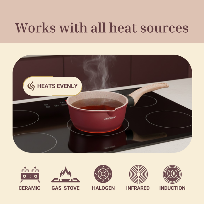 Butter Scotch Die Cast Non Stick Sauce Pan 16cm Dia, 1.4 Liters, Induction Base