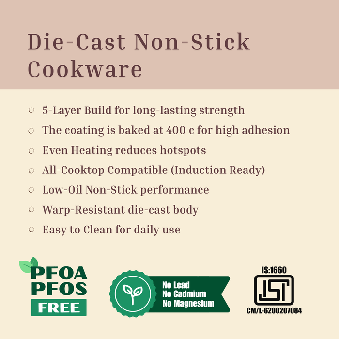 Butter Scotch Die Cast Non Stick Sauce Pan 16cm Dia, 1.4 Liters, Induction Base