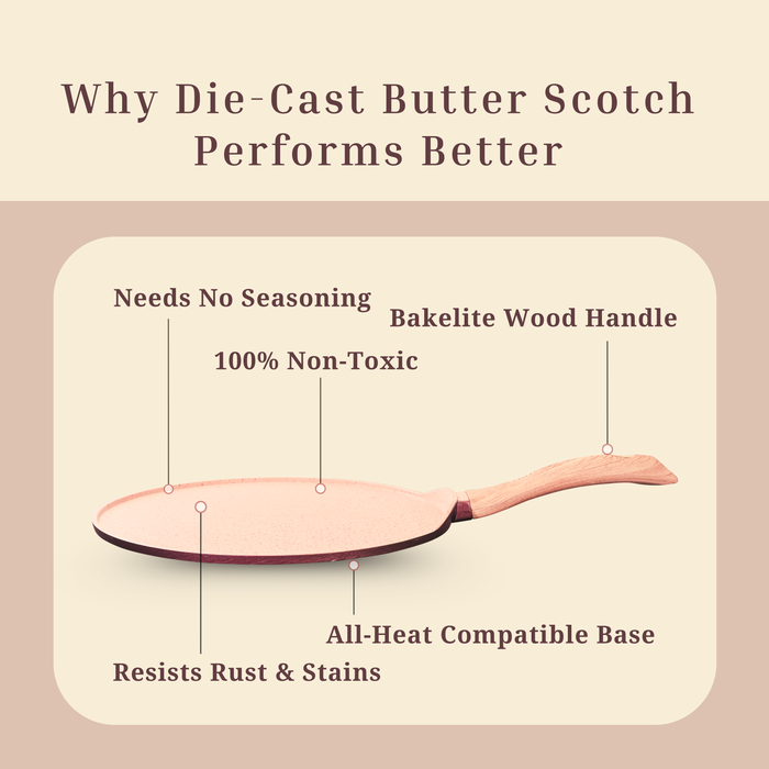 Butter Scotch Die Cast Non Stick Flat Tawa, Induction Base