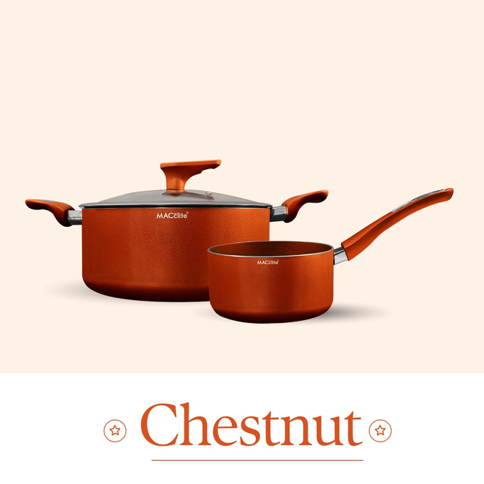 Chestnut Non Stick Sauce Set, Set of 3 Pieces, Induction Base