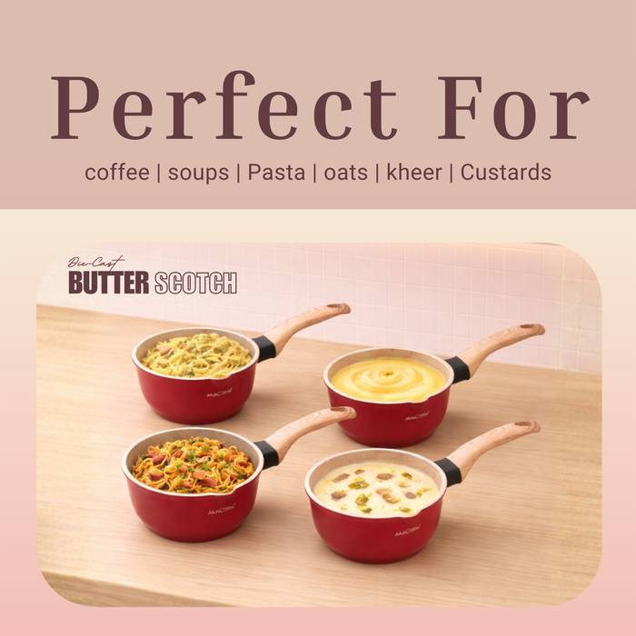 Butter Scotch Die Cast Non Stick Sauce Pan 16cm Dia, 1.4 Liters, Induction Base
