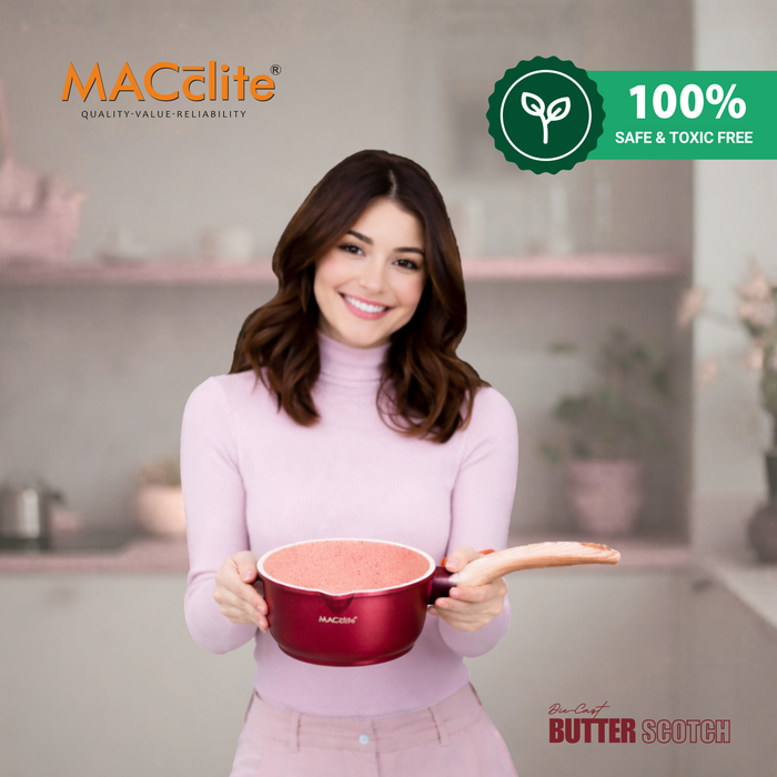 Butter Scotch Die Cast Non Stick Sauce Pan 16cm Dia, 1.4 Liters, Induction Base